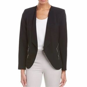 Vince Camuto Womens Blazer Open Style Size 12 Black Double Zipper NWT